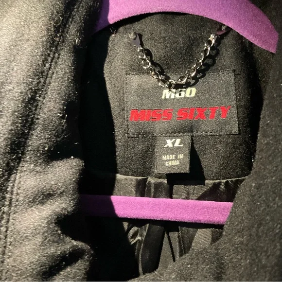 Vintage Y2K Miss Sixty Wool Blend Military Style Belted Coat - Picture 3 of 7